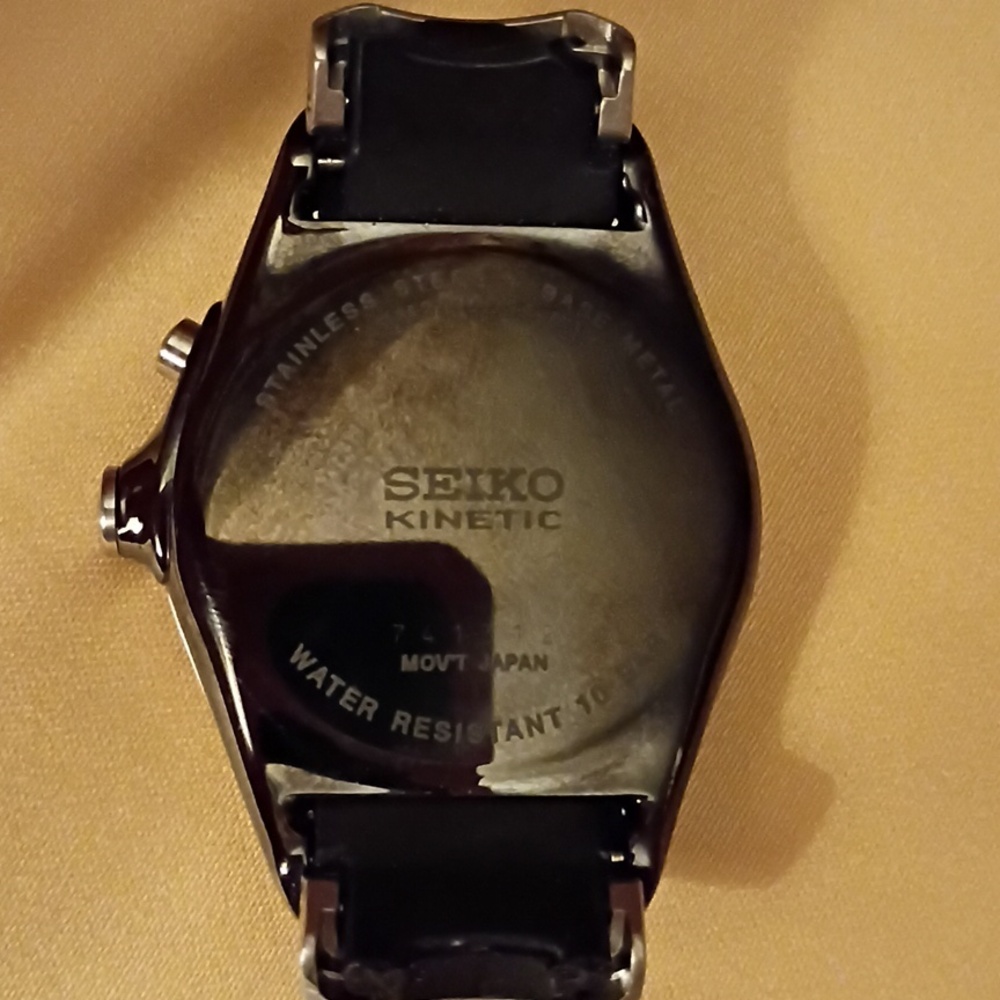 Seiko Kinetic Watch Gray Dial Stainless Steel No Strap/Band - PARTS ONLY - Picture 5 of 8